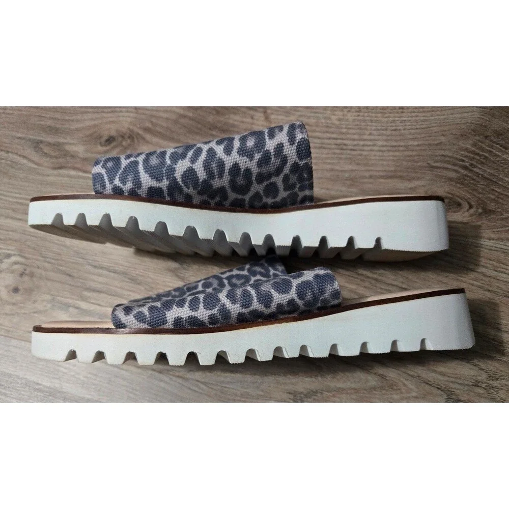 Anthropologie Cady Sport Slides Black Leopard Print Sandals Size 9.5 41